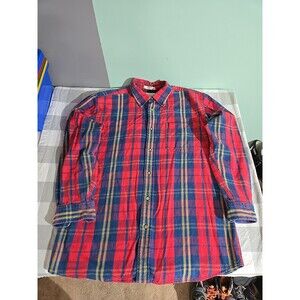 John Ashford Sport Mens Plaid Flannel Button Up Long Sleeve Shirt Medium